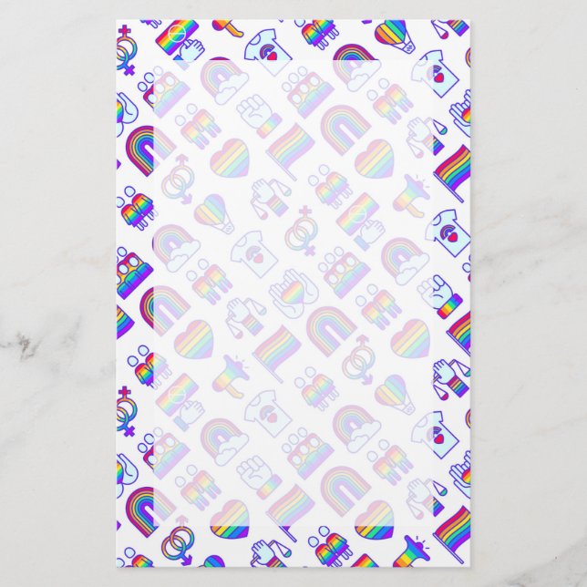 Farbenfrohe Rainbow Icon-Muster Briefpapier (Vorderseite)