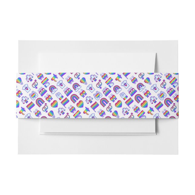 Farbenfrohe Rainbow Icon-Muster Einladungsbanderole (Vorderseite Beispiel)