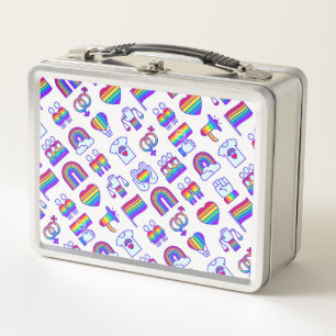 Farbenfrohe Rainbow Icon-Muster Metall Brotdose