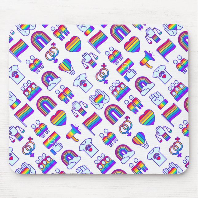 Farbenfrohe Rainbow-Icon-Muster Mousepad (Vorne)