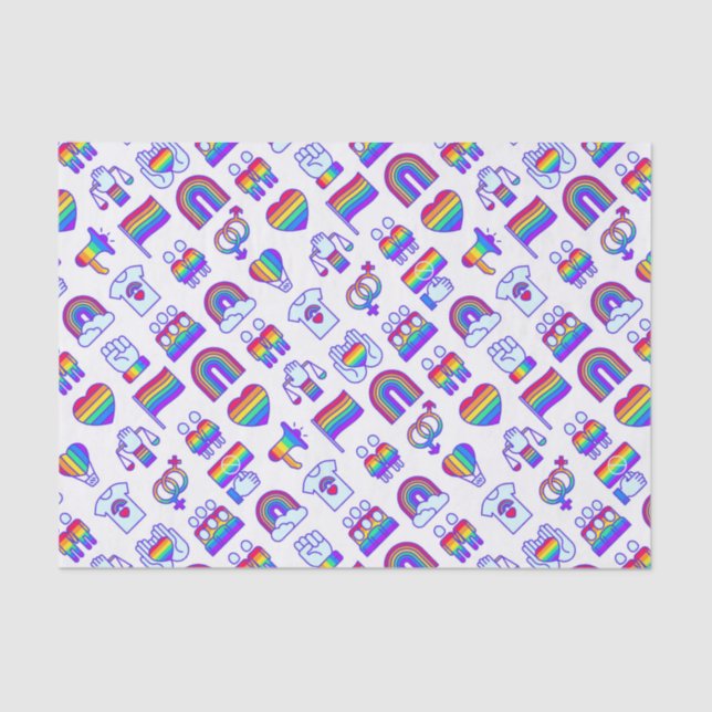 Farbenfrohe Rainbow Icon-Muster Seidenpapier (Vorderseite)