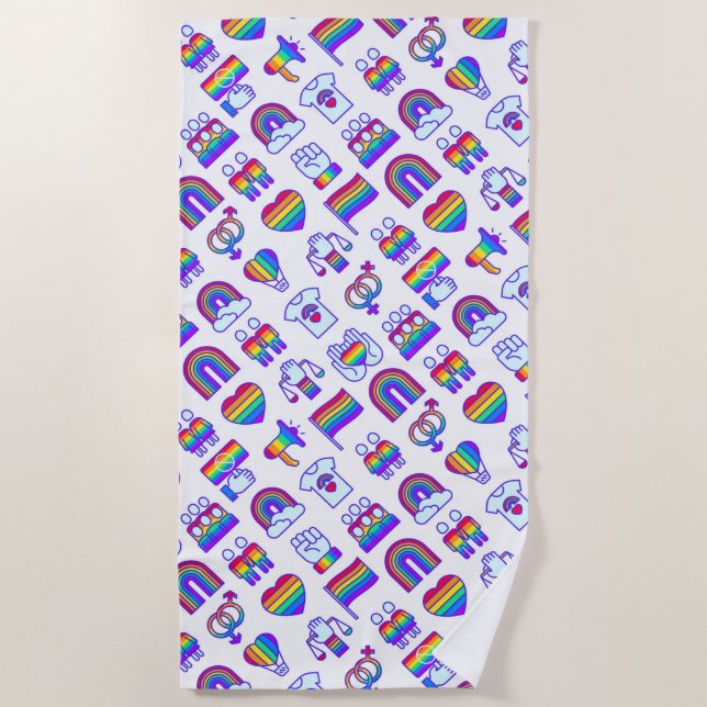 Farbenfrohe Rainbow Icon-Muster Strandtuch (Vorderseite)