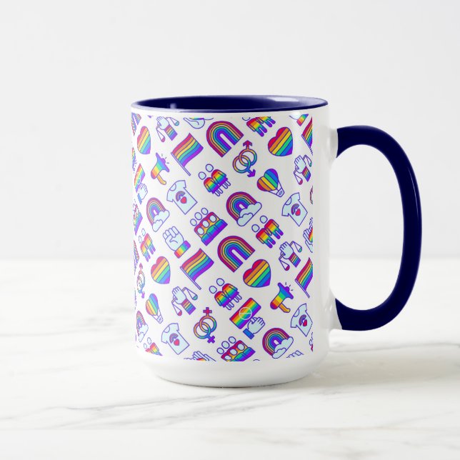 Farbenfrohe Rainbow Icon-Muster Tasse (Rechts)