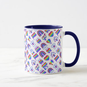 Farbenfrohe Rainbow Icon-Muster Tasse