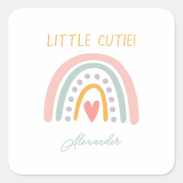 Farbenfrohe Rainbow Illustrative Baby Show Quadratischer Aufkleber