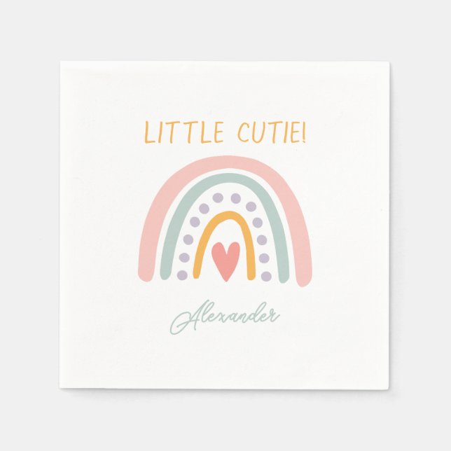 Farbenfrohe Rainbow Illustrative Baby Show Serviette (Vorderseite)