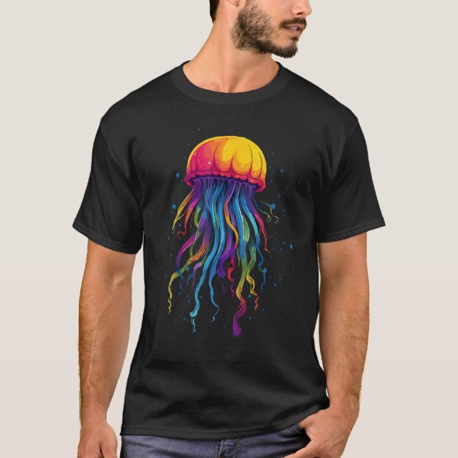 Farbenfrohe Rainbow Jellyfish Ocean Lovers Sea Cre T-Shirt (Vorderseite)
