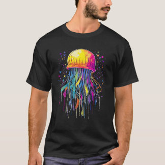 Farbenfrohe Rainbow Jellyfish Ozean Kreation Kunst T-Shirt