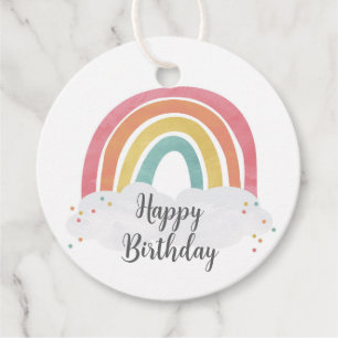 Farbenfrohe Rainbow-Kalligrafie-Kindergeburtstag-G Geschenkanhänger