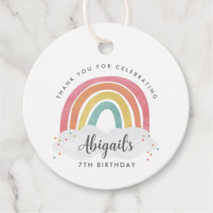 Farbenfrohe Rainbow-Kalligrafie-Kindergeburtstag Geschenkanhänger