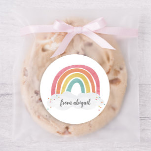 Farbenfrohe Rainbow-Kalligrafie-Kindergeburtstag Runder Aufkleber
