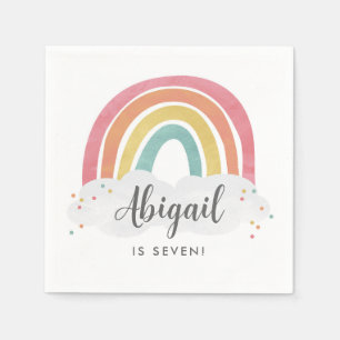 Farbenfrohe Rainbow-Kalligrafie-Kindergeburtstag Serviette
