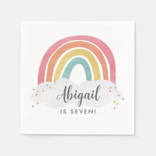 Farbenfrohe Rainbow-Kalligrafie-Kindergeburtstag Serviette