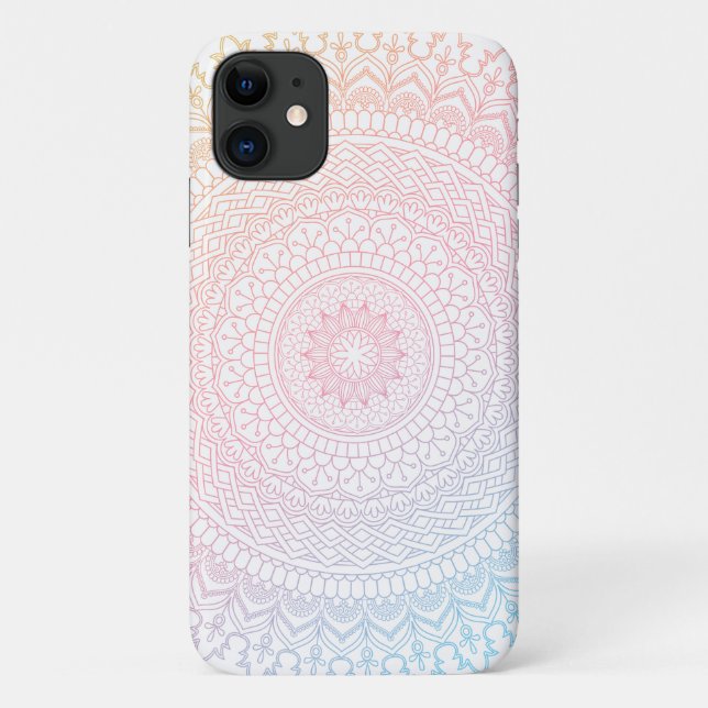 Farbenfrohe Rainbow Mandala iPhone Case (Rückseite)