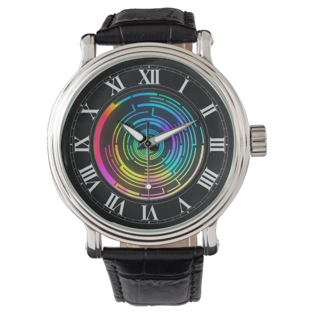 Farbenfrohe Rainbow Maze Wrist Watch Armbanduhr (Vorderseite)