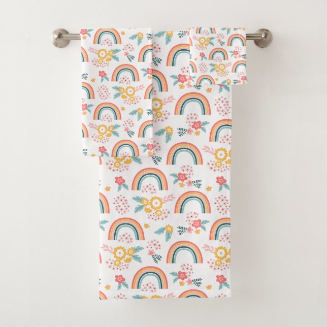 Farbenfrohe Rainbow-Muster Badhandtuch Set (Insitu)