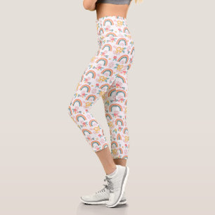 Farbenfrohe Rainbow-Muster Capri Leggings