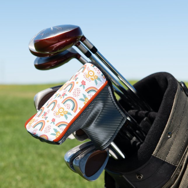 Farbenfrohe Rainbow-Muster Golf Headcover (In Situ)
