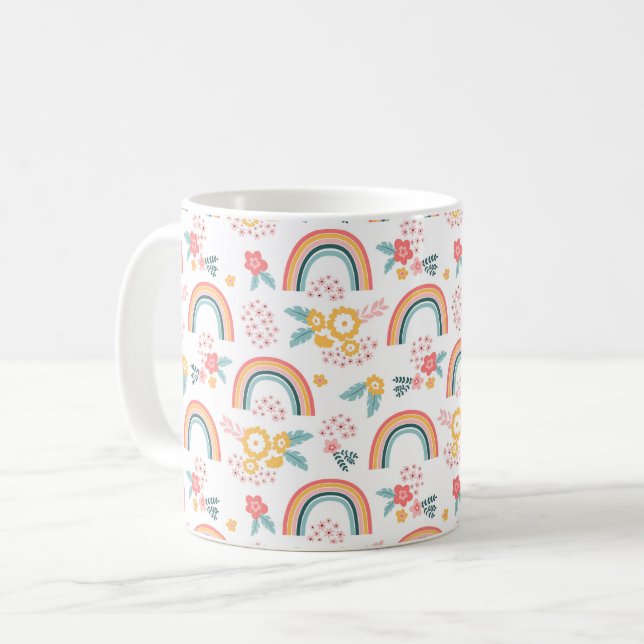 Farbenfrohe Rainbow-Muster Kaffeetasse (Vorderseite Links)