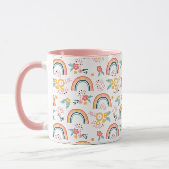 Farbenfrohe Rainbow-Muster Tasse (Links)