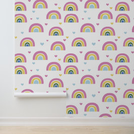 Farbenfrohe Rainbow Pastell Muster Peel & Stick Tapete
