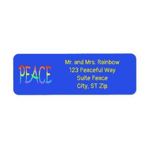 Farbenfrohe Rainbow Peace Word-Adressetiketten
