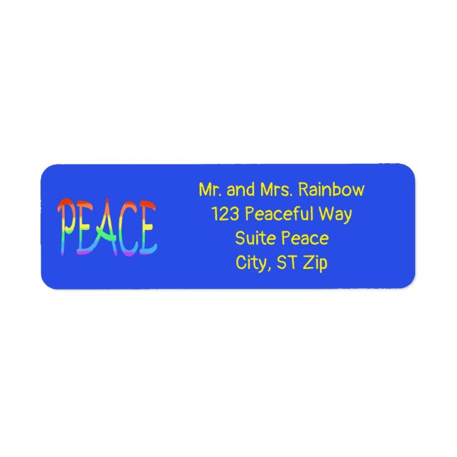 Farbenfrohe Rainbow Peace Word-Adressetiketten (Vorne)