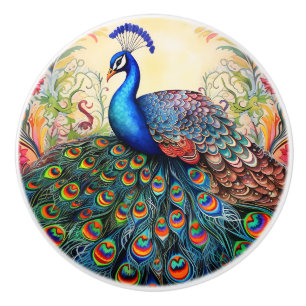 Farbenfrohe Rainbow Peacock Keramikknauf