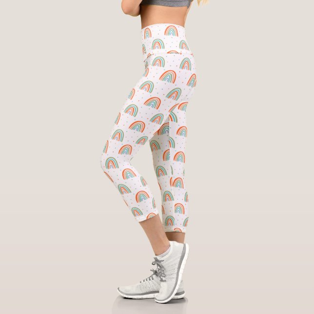 Farbenfrohe Rainbow Polka Dot Pattern Capri Leggings (Links)