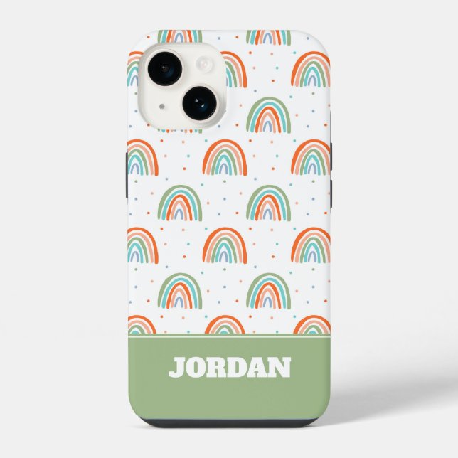 Farbenfrohe Rainbow Polka Dot Pattern iPhone Hülle (Rückseite)