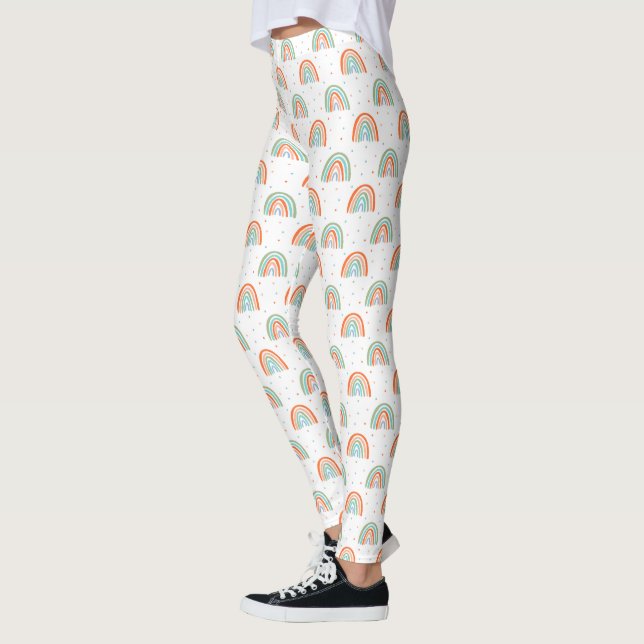 Farbenfrohe Rainbow Polka Dot Pattern Leggings (Links)