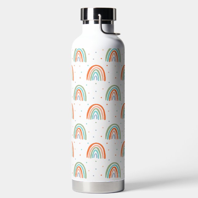 Farbenfrohe Rainbow Polka Dot Pattern Trinkflasche (links)