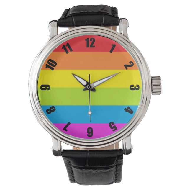 Farbenfrohe Rainbow Pride Watch Armbanduhr (Vorderseite)