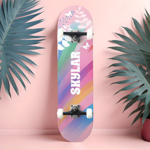 Farbenfrohe Rainbow Prix Muster floralrosa Skateboard
