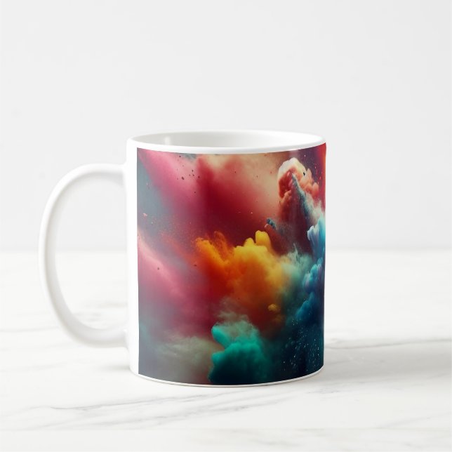 Farbenfrohe Rainbow-Rauchexplosion Kaffeetasse (Links)