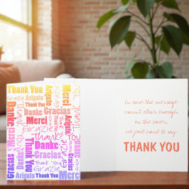 Farbenfrohe Rainbow-Typografie Multilingual Vielen Dankeskarte