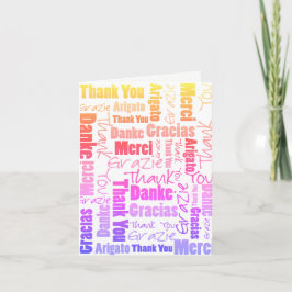 Farbenfrohe Rainbow-Typografie Multilingual Vielen Dankeskarte