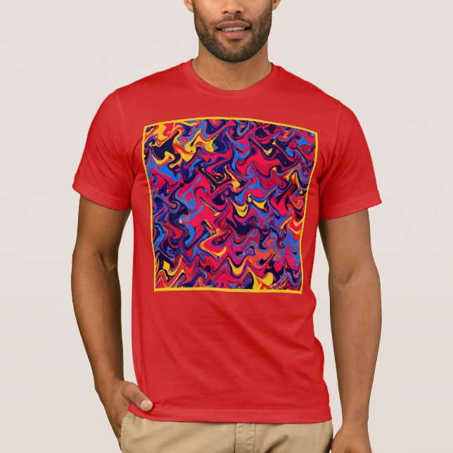Farbenfrohe Random Waves Muster T-Shirt (Vorderseite)