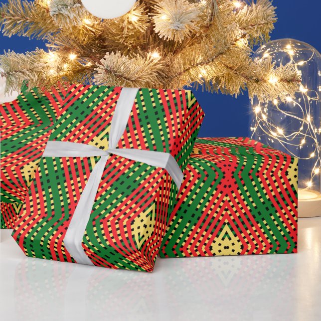 Farbenfrohe Rasta Diamond Design Wrapping Paper Geschenkpapier (Feiertage)