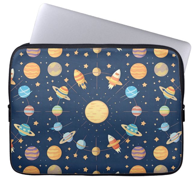 Farbenfrohe Raumgestaltung mit Planeten Laptopschutzhülle (Vorderseite)
