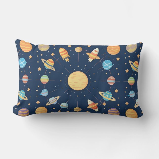 Farbenfrohe Raumgestaltung mit Planeten Lendenkissen (Vorderseite)