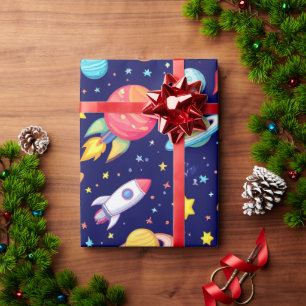 Farbenfrohe Raummuster für Cartoon Geschenkpapier