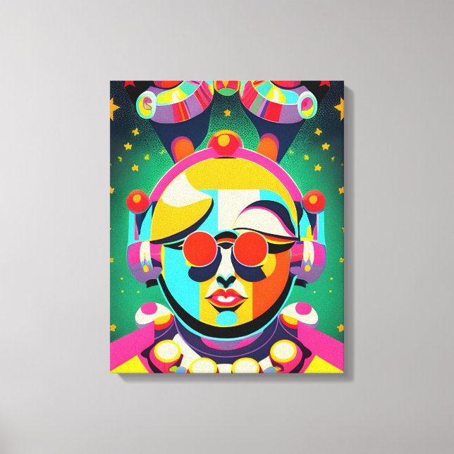 Farbenfrohe Raumperson Pop Kunst Leinwanddruck (Vorderseite)
