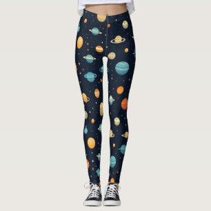 Farbenfrohe Raumplanetenmuster Leggings