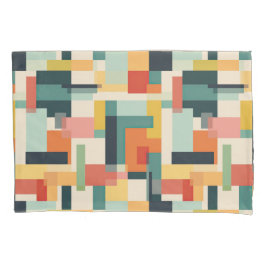 Farbenfrohe Rechtecke Retro Mitte Jahrhundert Mode Kissenbezug