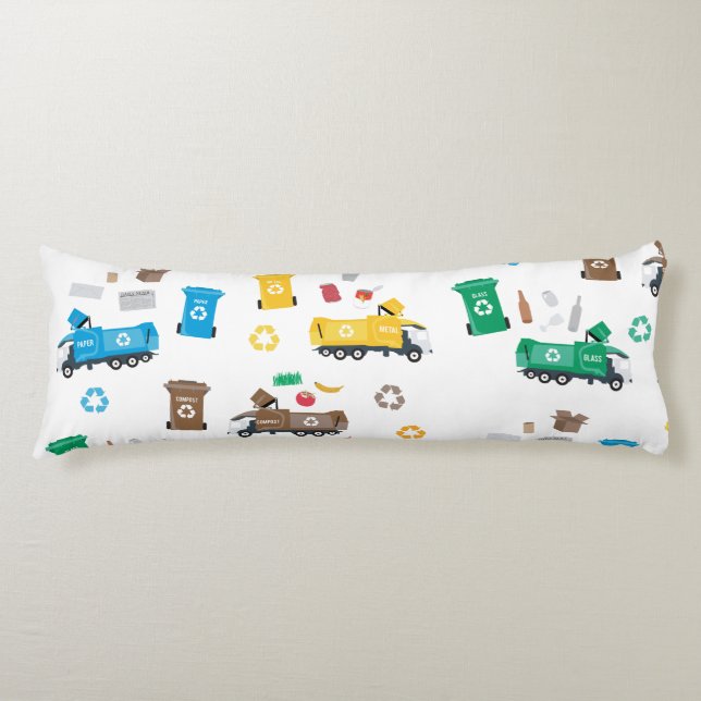 Farbenfrohe Recycelnd Garbage Trucks & Bins Seitenschläferkissen (Vorderseite)