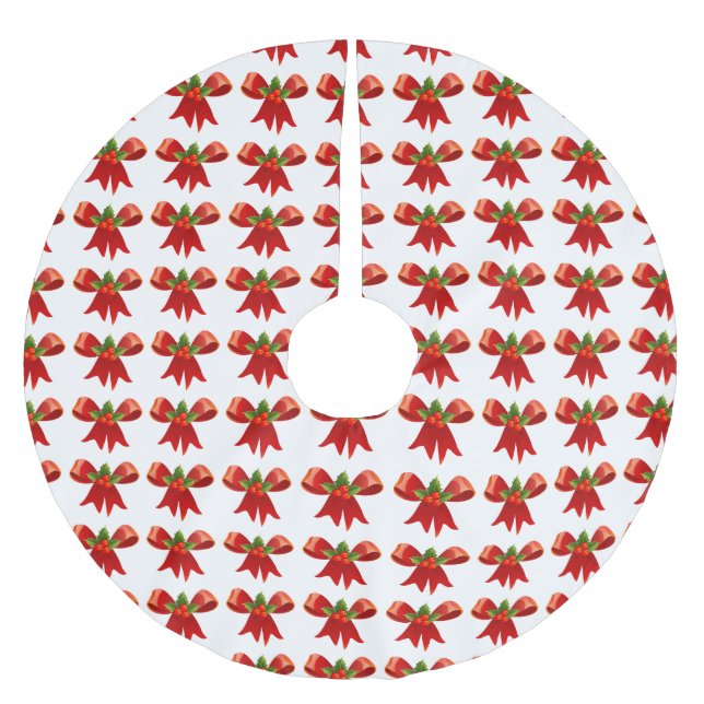 Farbenfrohe Red Christmas Bows Holiday Chef Polyester Weihnachtsbaumdecke (Vorderseite)