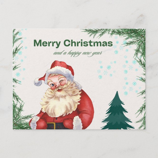 Farbenfrohe Red & Green Frohe Weihnachtskarte Postkarte (Vorderseite)
