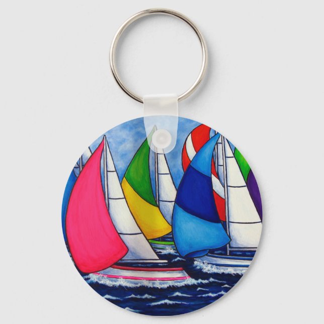 Farbenfrohe Regatta-Segelkette Schlüsselanhänger (Vorderseite)