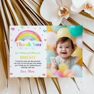 Farbenfrohe Regenbogen 1. Geburtstag Dankeschön Ka Dankeskarte